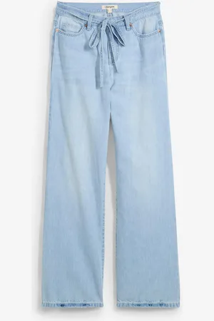 bonprix Wide-Leg-Jeans, Mid Waist, Gürtel