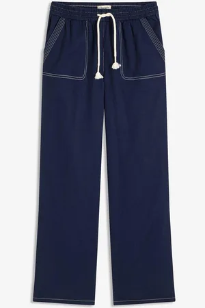 bonprix Hose mit Kordel und Kontrastnähten aus leichtem Twill