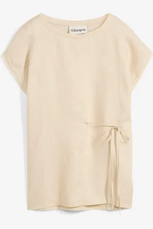 bonprix Shirt aus reinem Leinen mit Webbesatz