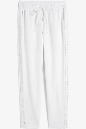 bonprix Leinenhose mit seitlichem Spitzeneinsatz, knöchelfrei