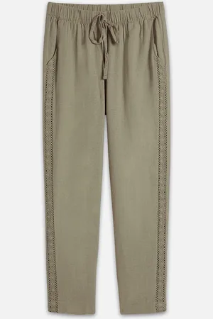 bonprix Leinenhose mit seitlichem Spitzeneinsatz, knöchelfrei