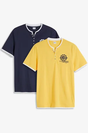 bonprix Henleyshirt, Kurzarm (2er Pack) aus reiner Bio-Baumwolle