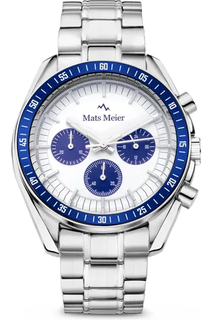 Mats Meier Arosa Racing Chronograaf HerrenUhr Silberfarbene und Wit MM50013
