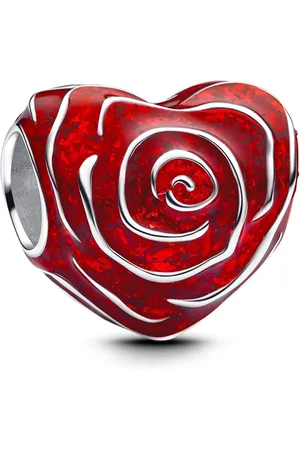 PANDORA Nature and Celestial 925 Sterling Silver Rose heart Charm 793673C01