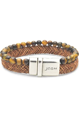 Josh Cognac Natural Stone Bracelet 09333SL/CGNC