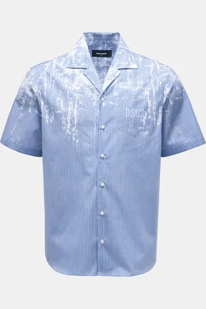 Dsquared2 Herren - Kurzarmhemd Kubanischer Kragen /weiß gestreift