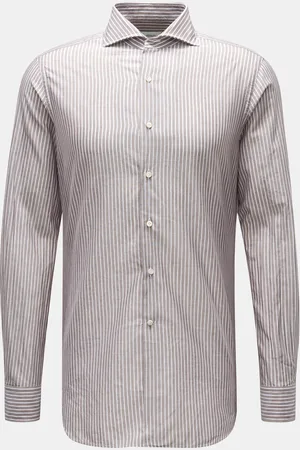 BRAUN Hamburg Herren - Casual Hemd Haifisch-Kragen /weiß gestreift