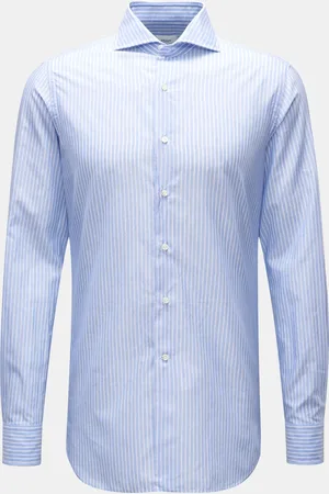 BRAUN Hamburg Herren - Casual Hemd Haifisch-Kragen /weiß gestreift