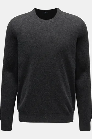 FEDELI Herren - Cashmere Rundhalspullover dunkelgrau