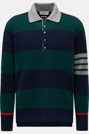 Thom Browne Herren - Strickpolo /blau gestreift