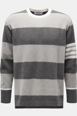 Thom Browne Herren - Rundhalspullover /creme gestreift