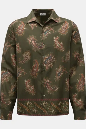 Etro Herren - Casual Hemd Kubanischer Kragen /creme/rotbraun gemustert