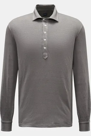 FEDELI Herren - Leinen Longsleeve-Poloshirt 