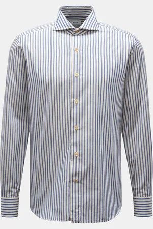 BRAUN Hamburg Herren - Casual Hemd Haifisch-Kragen /creme gestreift