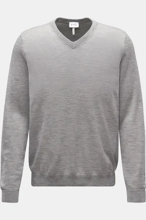 FTC Herren - Feinstrick V-Neck Pullover meliert