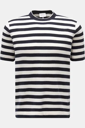 FTC Herren - Kurzarm-Rundhalspullover /offwhite gestreift
