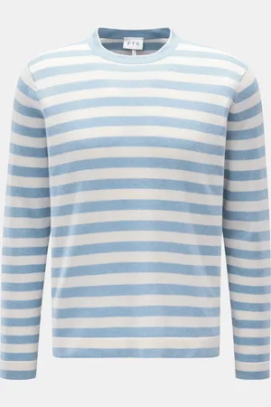 FTC Herren - Rundhalspullover hellblau/offwhite gestreift