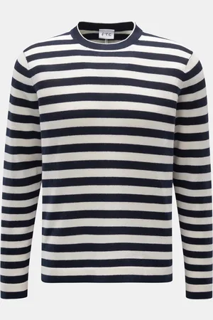 FTC Herren - Rundhalspullover /offwhite gestreift