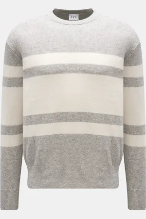 FTC Herren - Rundhalspullover hellgrau/offwhite gestreift