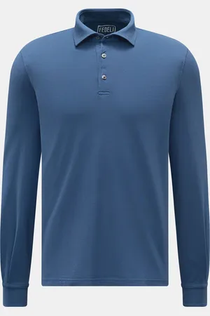 FEDELI Herren - Jersey Longsleeve-Poloshirt 