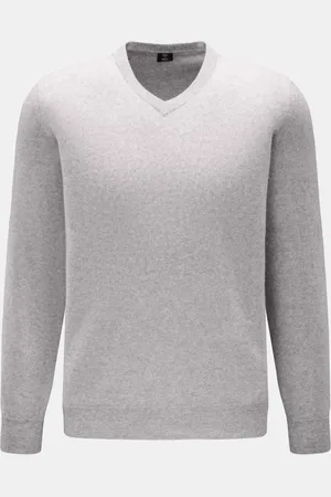 FEDELI Herren - V-Neck Pullover meliert
