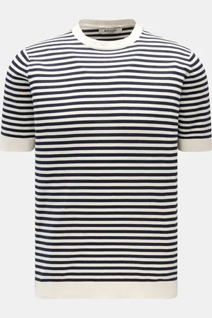 FILIPPO DE LAURENTIIS Herren - Feinstrick-Kurzarmpullover offwhite/ gestreift