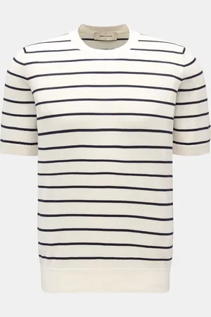 Gran Sasso Herren - Kurzarmpullover offwhite/ gestreift