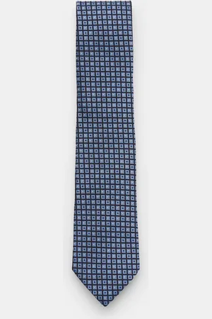 Ermenegildo Zegna Herren - Seidenkrawatte navy/hellblau/weiß kariert
