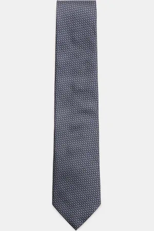 Ermenegildo Zegna Herren - Seidenkrawatte schwarz/rauchblau/hellgrau gemustert
