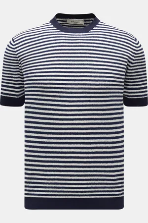FILIPPO DE LAURENTIIS Herren - Frottee-Kurzarmpullover weiß/ gestreift