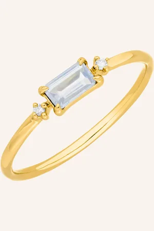 LEAF Ring MONDSTEIN aus 14 Karat Gelbgold