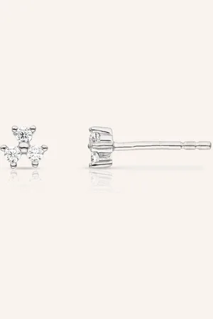 VEYNOU Ohrstecker FLEUR aus 14 Karat Weißgold und 0,16ct. Diamanten