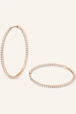 VEYNOU Creolen CLEO BIG aus 14 Karat Roségold mit Diamanten