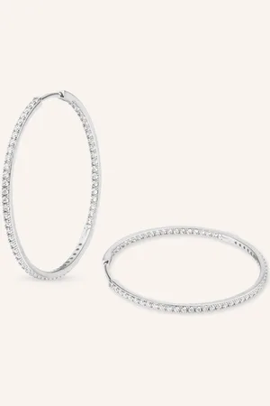 VEYNOU Creolen CLEO BIG aus 14 Karat Weißgold mit Diamanten
