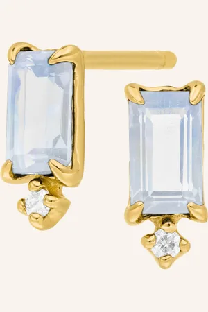 LEAF Ohrstecker MONDSTEIN aus 14 Karat Gelbgold