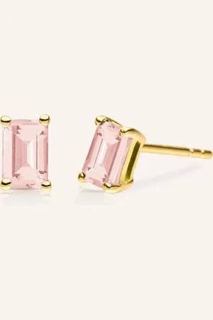 VEYNOU Ohrstecker ROSIE aus 14 Karat Gelbgold und 1.40ct. lab-grown Morganit