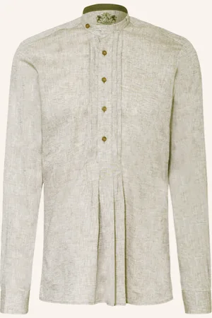 Hammerschmid Trachtenhemd Slim Fit mit Leinen und Stehkragen