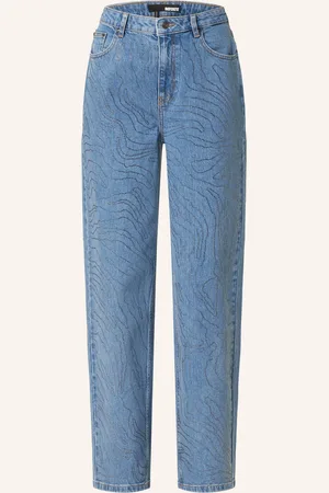 ROTATE Straight Jeans mit Schmucksteinen