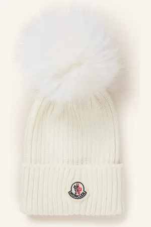 Moncler Mütze mit Kunstpelzbommel