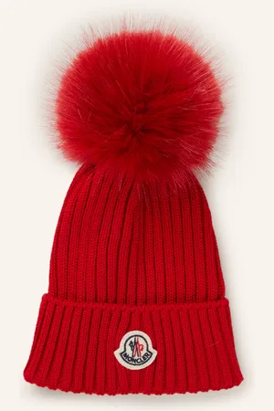 Moncler Mütze mit Kunstpelzbommel