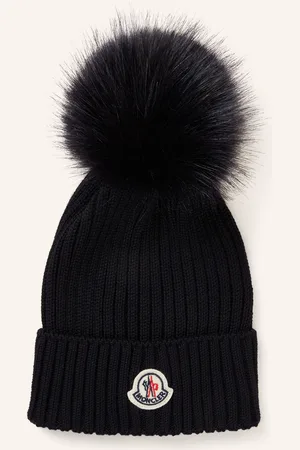 Moncler Mütze mit Kunstpelzbommel