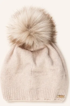CAPO Cashmere-Mütze SPLIT mit Kunstpelzbommel