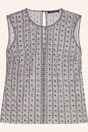 Luisa Cerano Mesh-Top mit Schmucksteinen