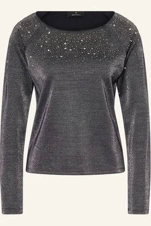 monari Longsleeve mit Glitzergarn und Nieten