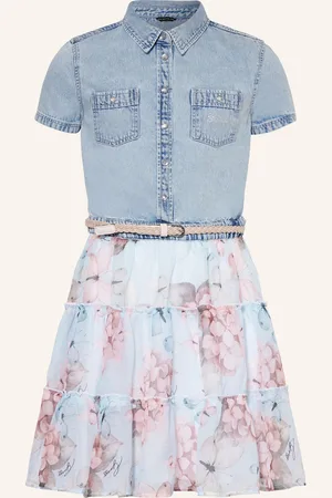 Guess Kleid im Materialmix mit Volants