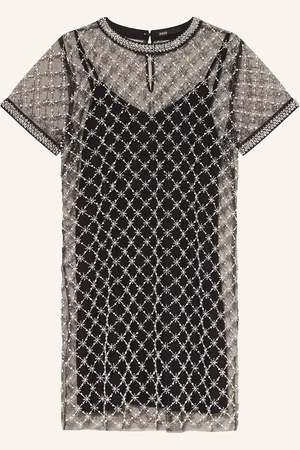 Maje Mesh-Kleid mit Schmucksteinen