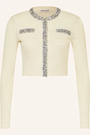 Self-Portrait Cropped-Strickjacke mit Pailletten