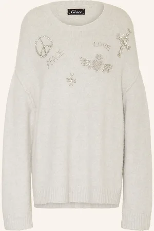 Grace Oversized-Pullover mit Alpaka und Schmucksteinen