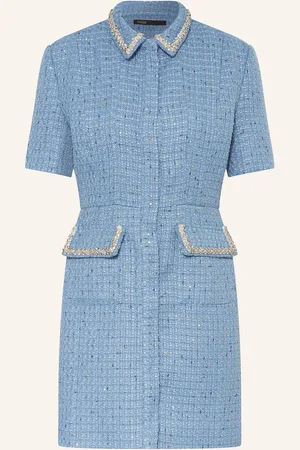 Maje Tweed-Kleid mit Schmucksteinen und Pailletten