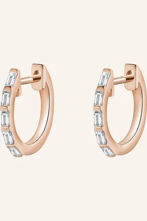 LEAF Creolen BAQUETTE aus 14 Karat Roségold mit Diamanten